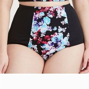 Torrid Black Floral High-Waisted Bikini Bottom